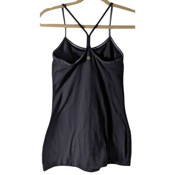 LULULEMON ATHLETICA Power Y Tank 'Luon' in Black Size 4 - Picture 3 of 7